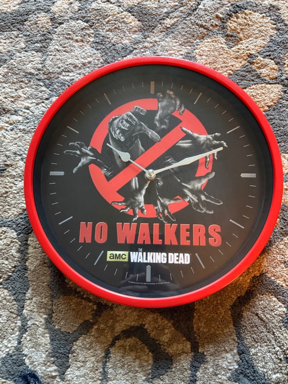 The Walking Dead 'No Walkers' Wall Clock - Red Frame